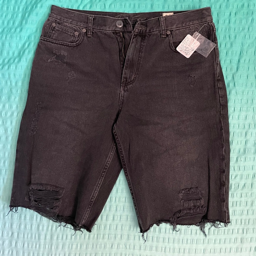 We the free, ripped black denim shorts
